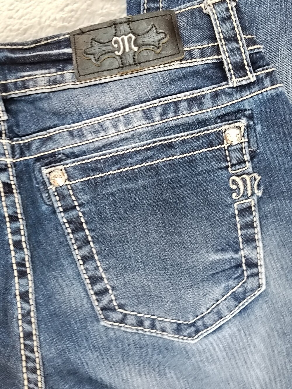 Miss Me Signature Cuffed Skinny Jeans Women's 29 Mcbling Y2K Vintage Vibes Retro - Picture 9 of 10